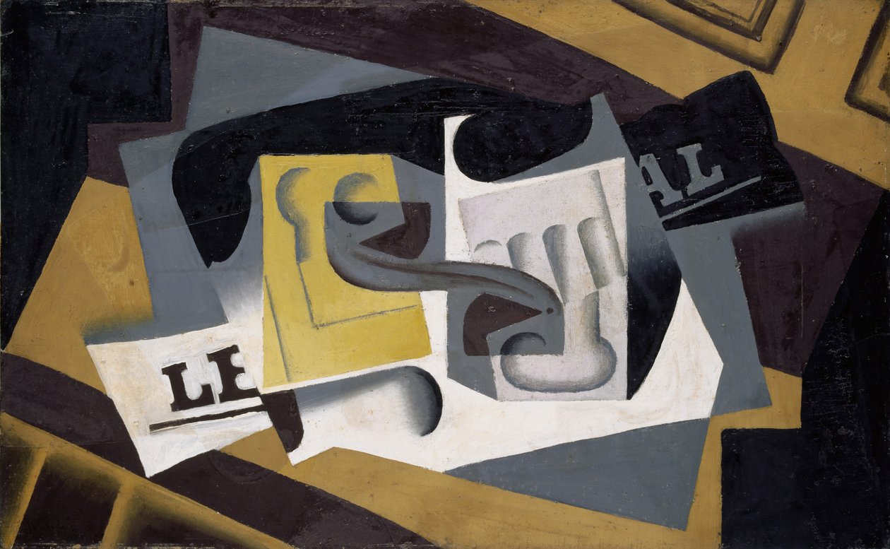 Glas och tidning av Juan Gris