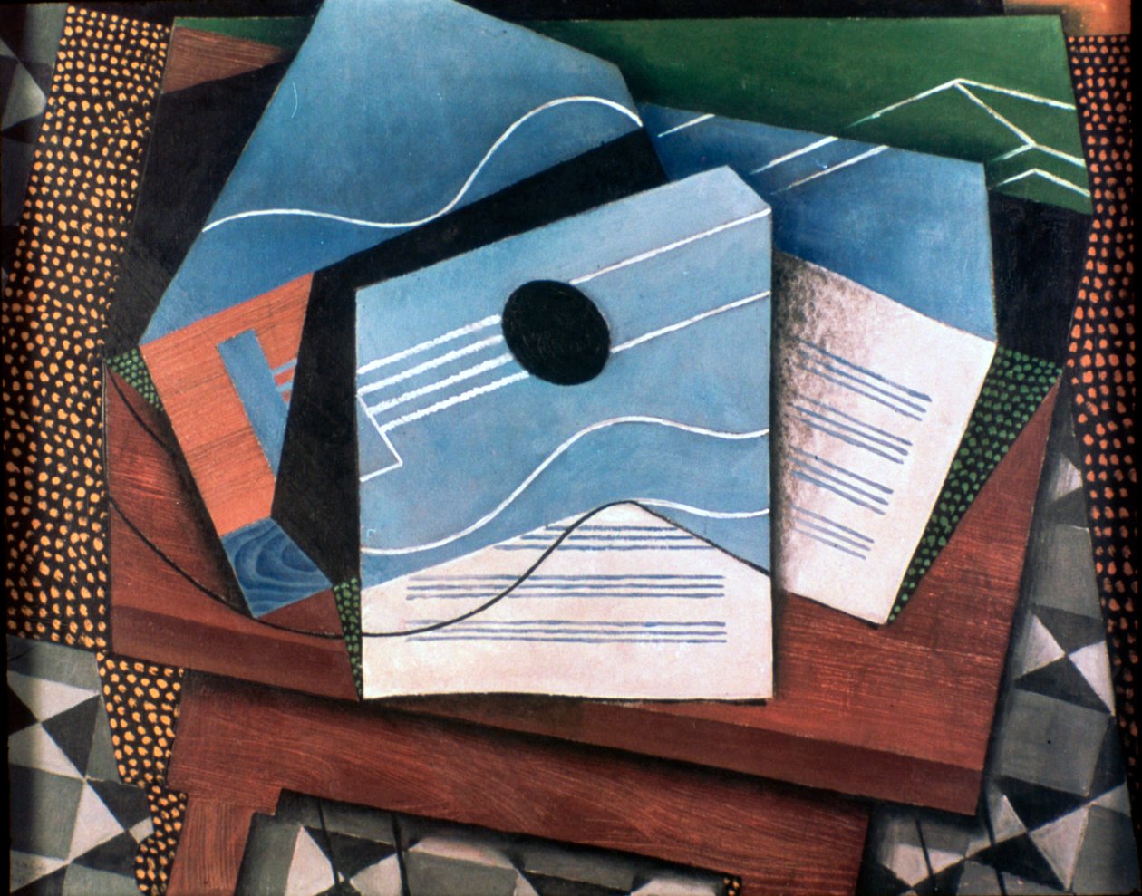 Gitarr på ett bord, 1915. av Juan Gris