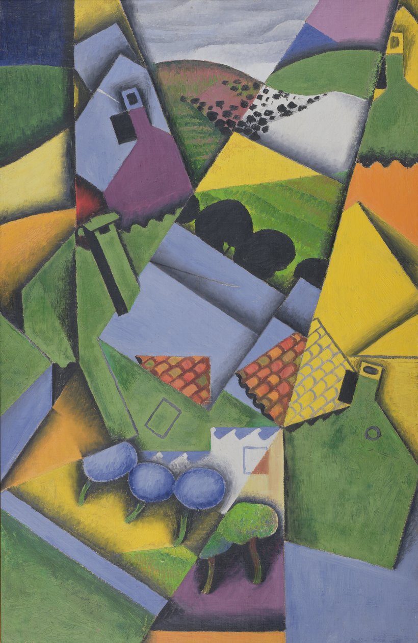 Landskap och hus på Ceret av Juan Gris
