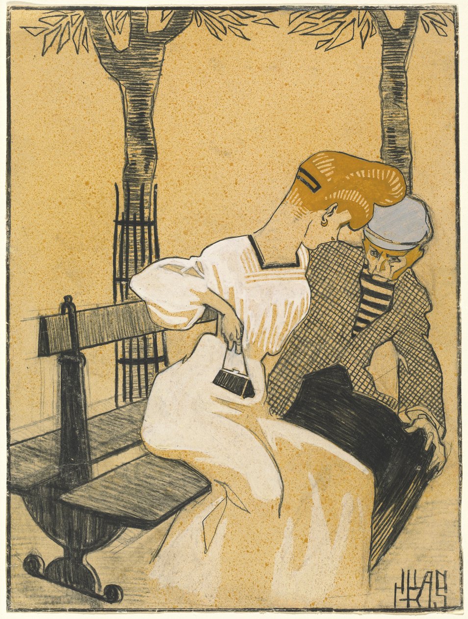Man och kvinna på bänk av Juan Gris