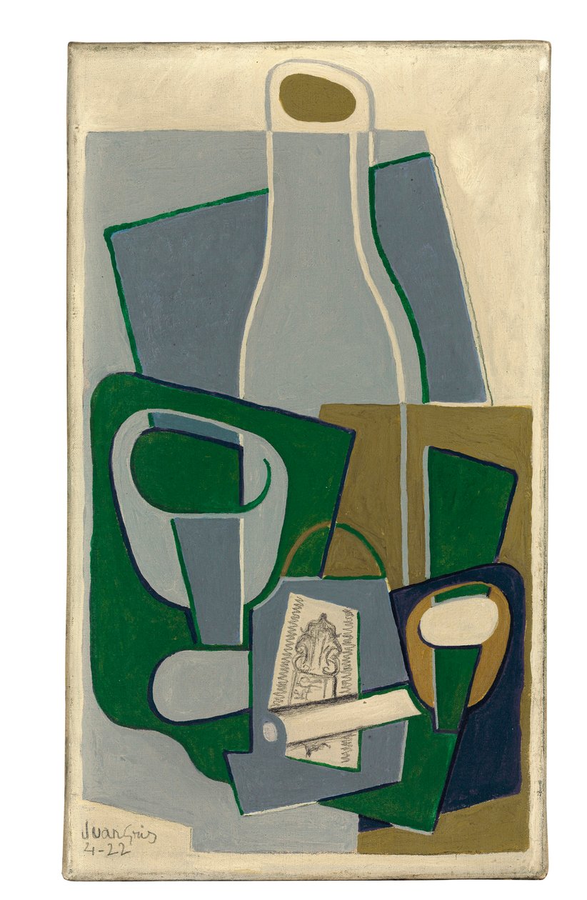 Pipa och paket tobak, 1922 av Juan Gris