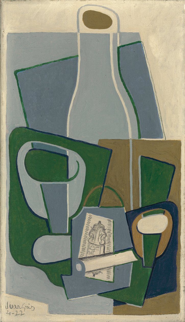 Pipa och paket tobak, 1922 av Juan Gris