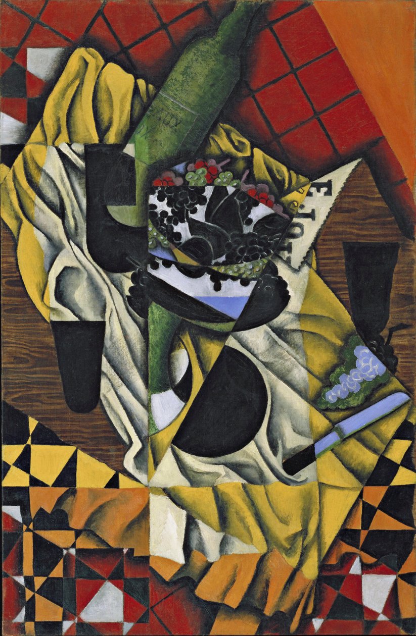 ""Druvor och vin"" Målning av Juan Gris (1887-1927) 1913 Museum of Modern Art, New York av Juan Gris