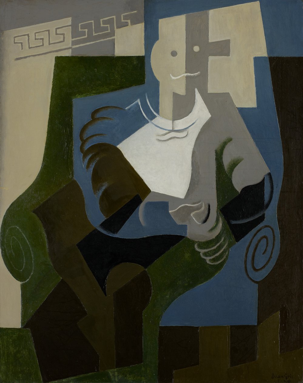 Sittande Harlequin, ca 1920 av Juan Gris