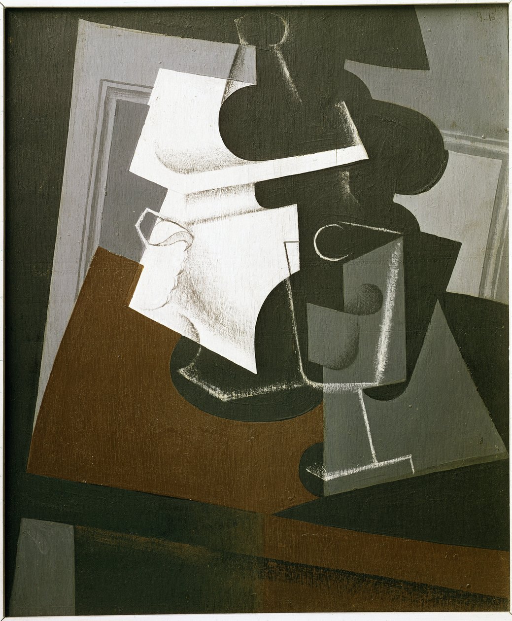 Stilleben på ett bord - Olja på trä av Juan Gris