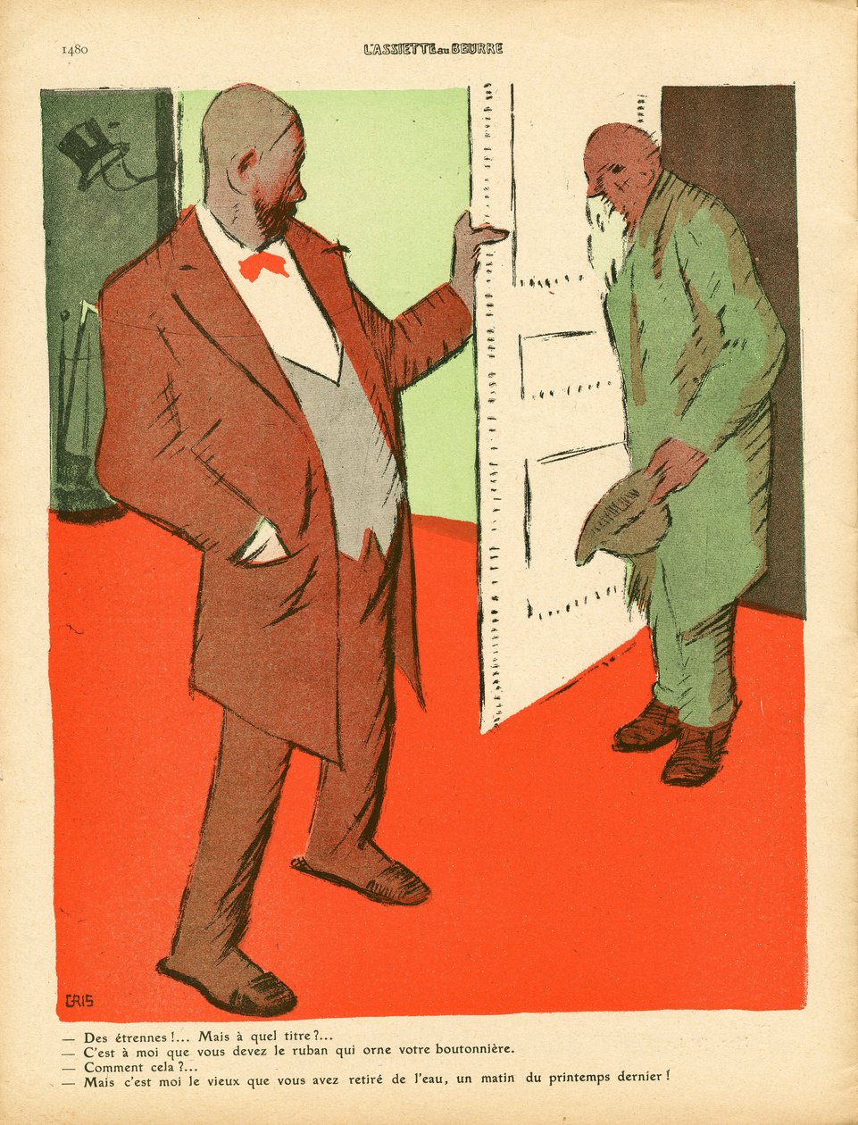 Smörtallriken, nummer 457, Satirisk i färger av Juan Gris