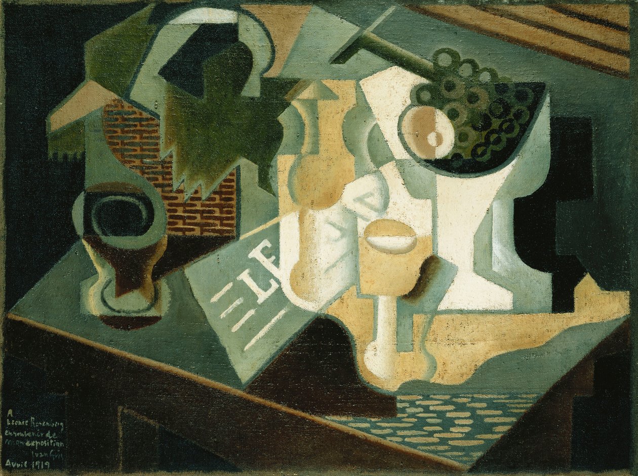 Bordet framför byggnaden; La Table Devant le Battiment, 1919 av Juan Gris