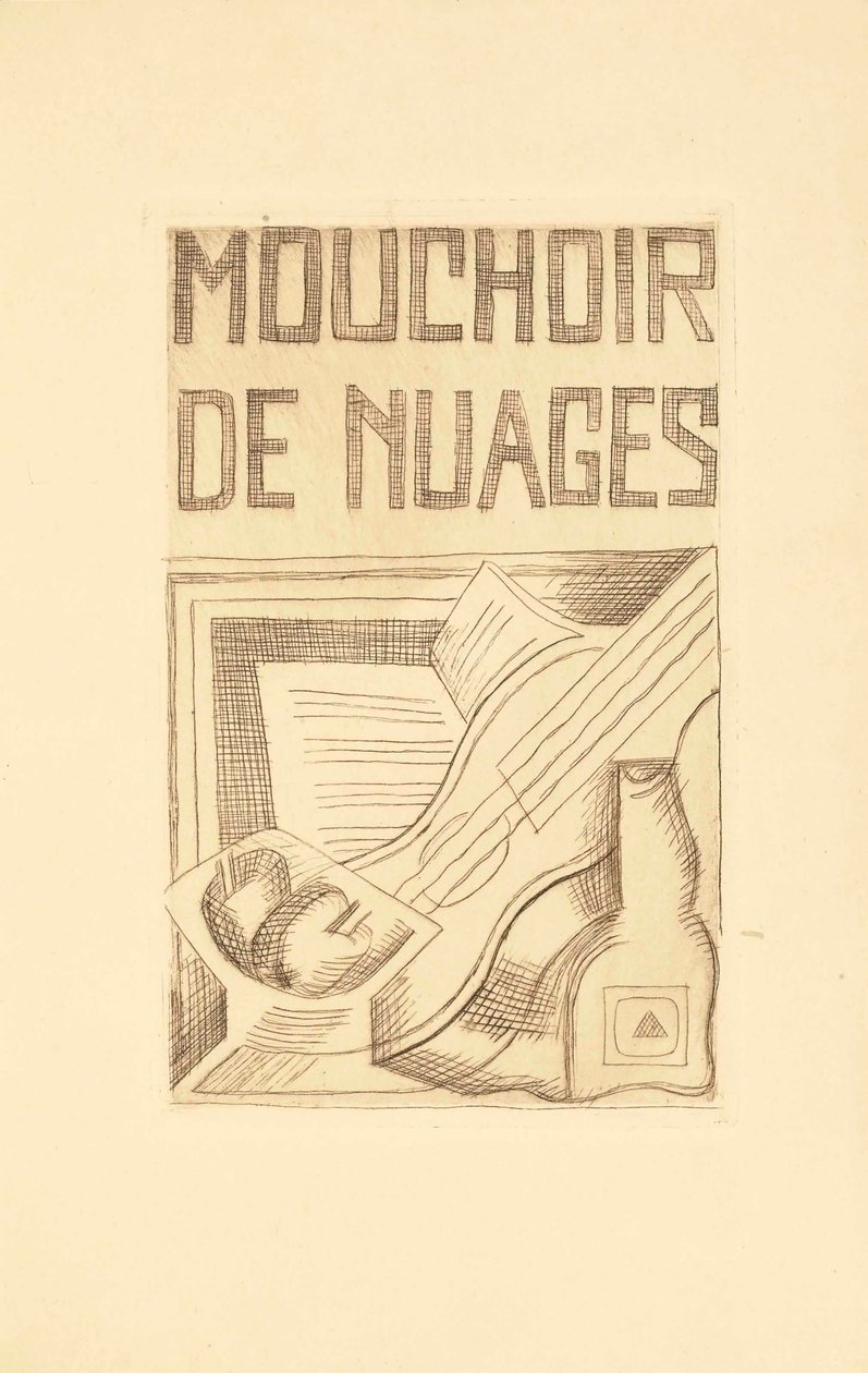 Titelsida för Molnnäsduk av Tristan Tzara (1896-1963) 1925 av Juan Gris