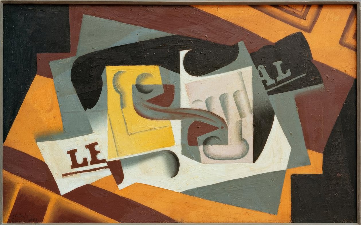 Glas och tidning av Juan Gris