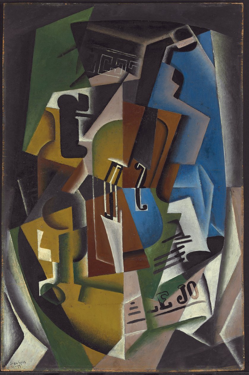 fiol och tidning; Violon et journal, 1917 av Juan Gris