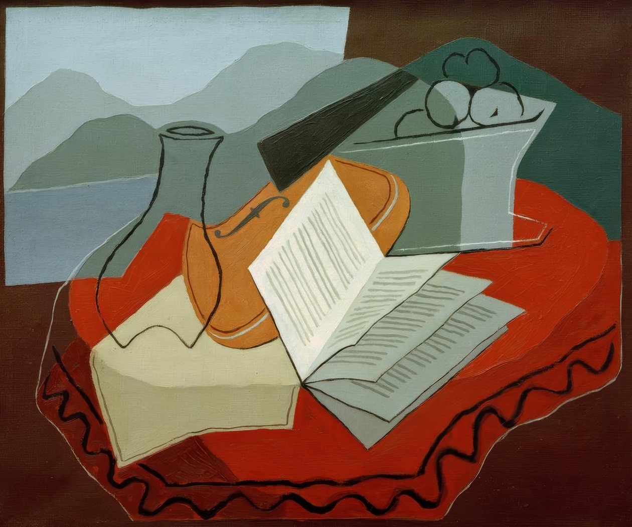 Fiol i öppet fönster av Juan Gris