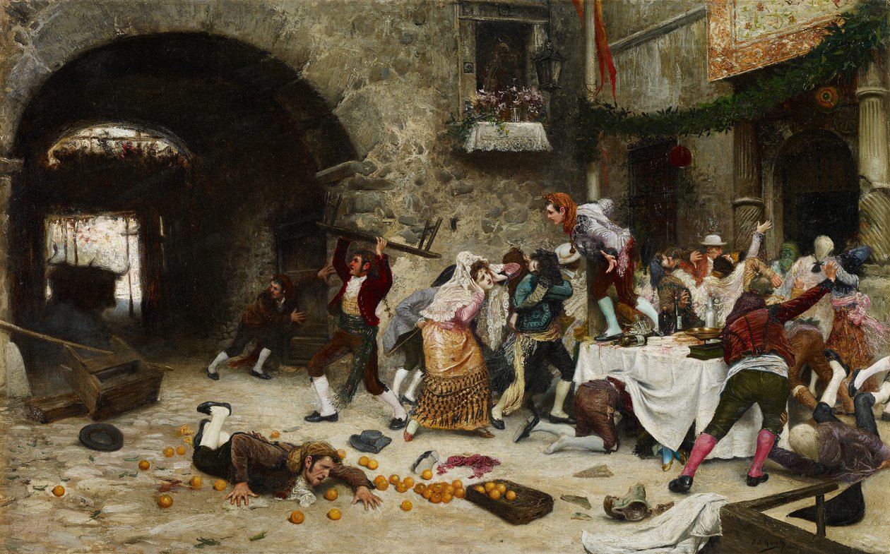 En avbruten bankett - Garate y Clavero, Juan Jose (1870-1939) - Olja på koppar - 49x78 - Museo Carmen Thyssen, Malaga av Juan José Gárate y Clavero