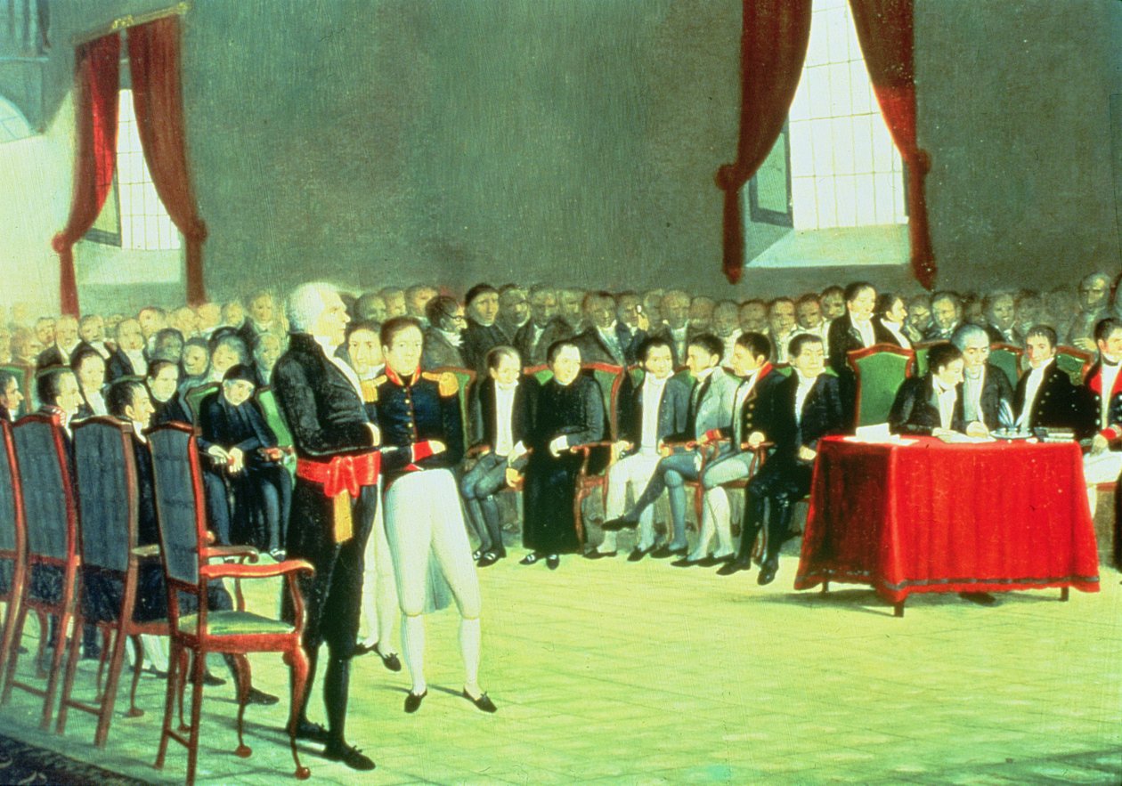 Undertecknande av självständighetslagen den 5 juli 1811 (olja på duk) av Juan Lovera
