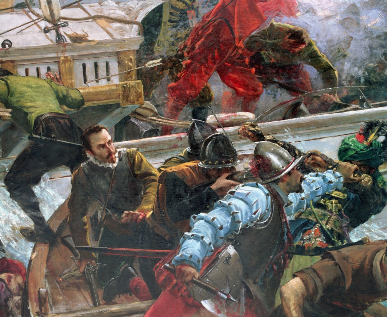 Slaget vid Lepanto 1571, detalj av soldater av Juan Luna y Novicio