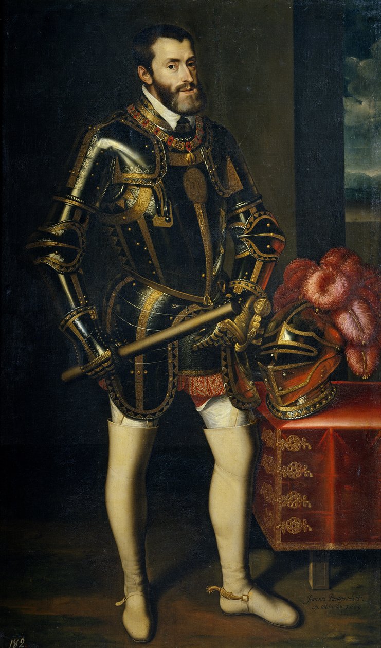 Porträtt av Karl V av Spanien 1500-1558, 1605 av Juan Pantoja de la Cruz