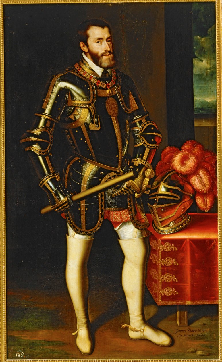Porträtt av kejsar Karl V ... (målning på duk) av Juan Pantoja de la Cruz