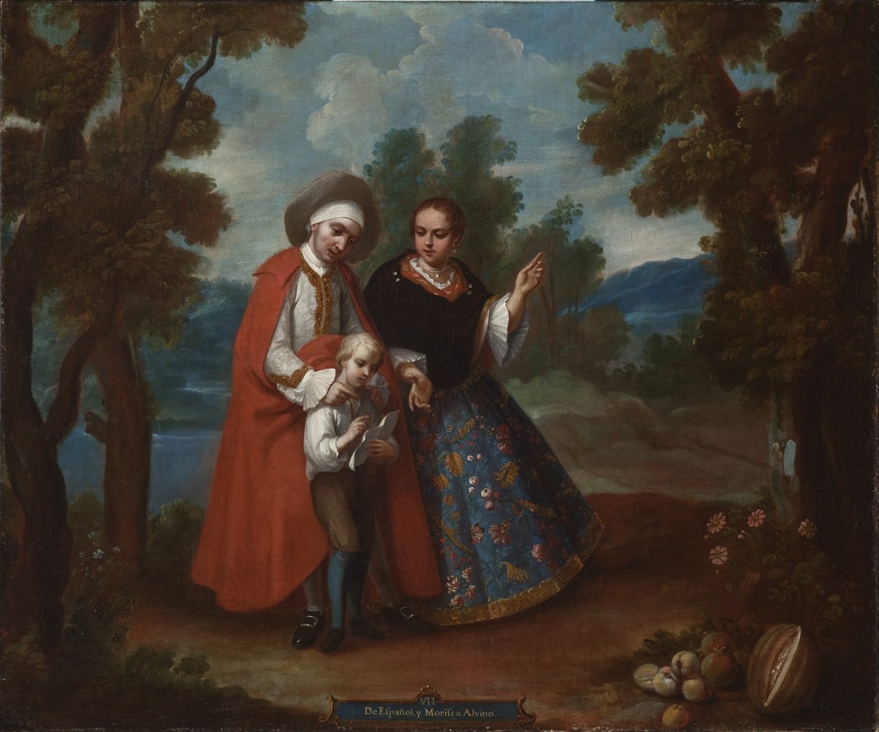 VII. Från spanjoren och Morsica, Albino (VII. De español y morisca, albino), ca 1760 av Juan Patricio Morlete Ruiz