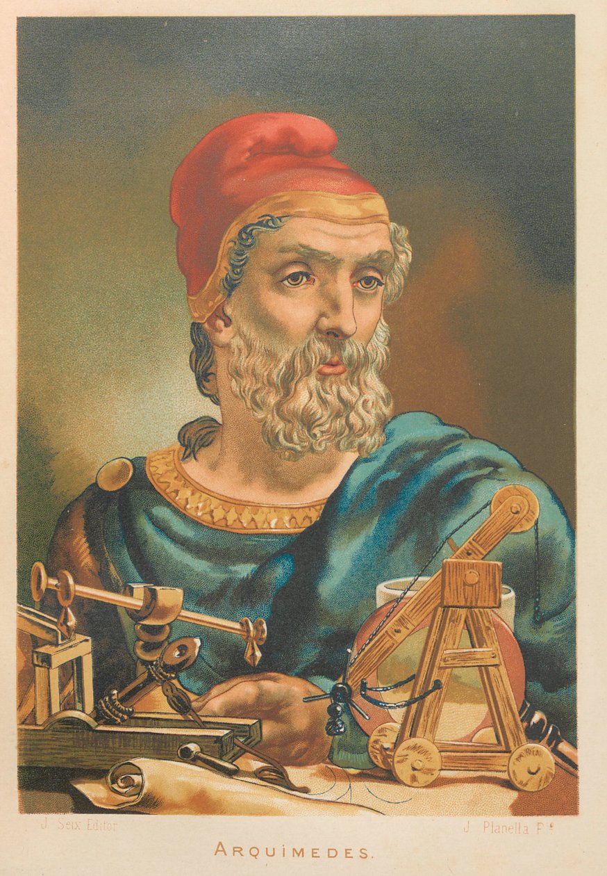Arkimedes av Syrakusa. Från: Science and its men, 1879. av Juan Planella y Rodríguez