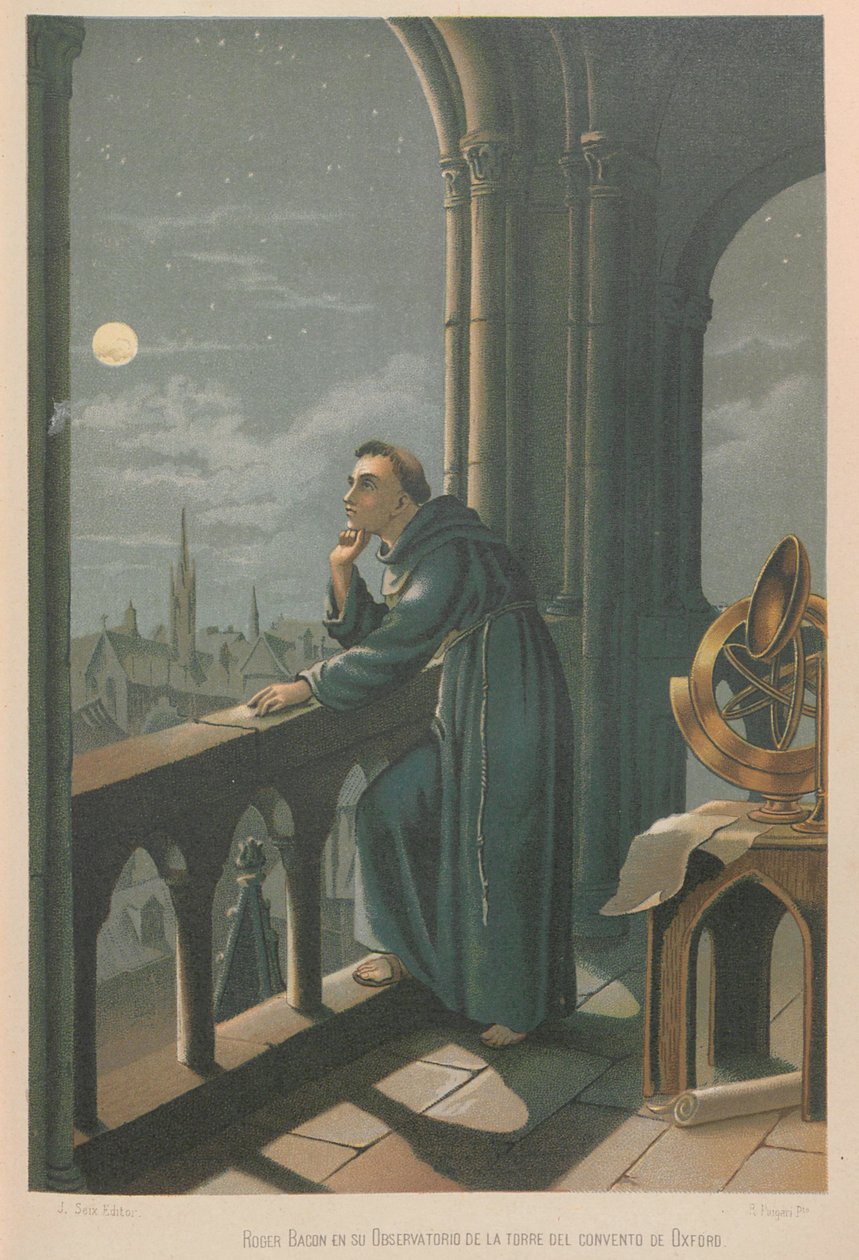 Roger Bacon. Från: Science and its men, 1879. av Juan Planella y Rodríguez