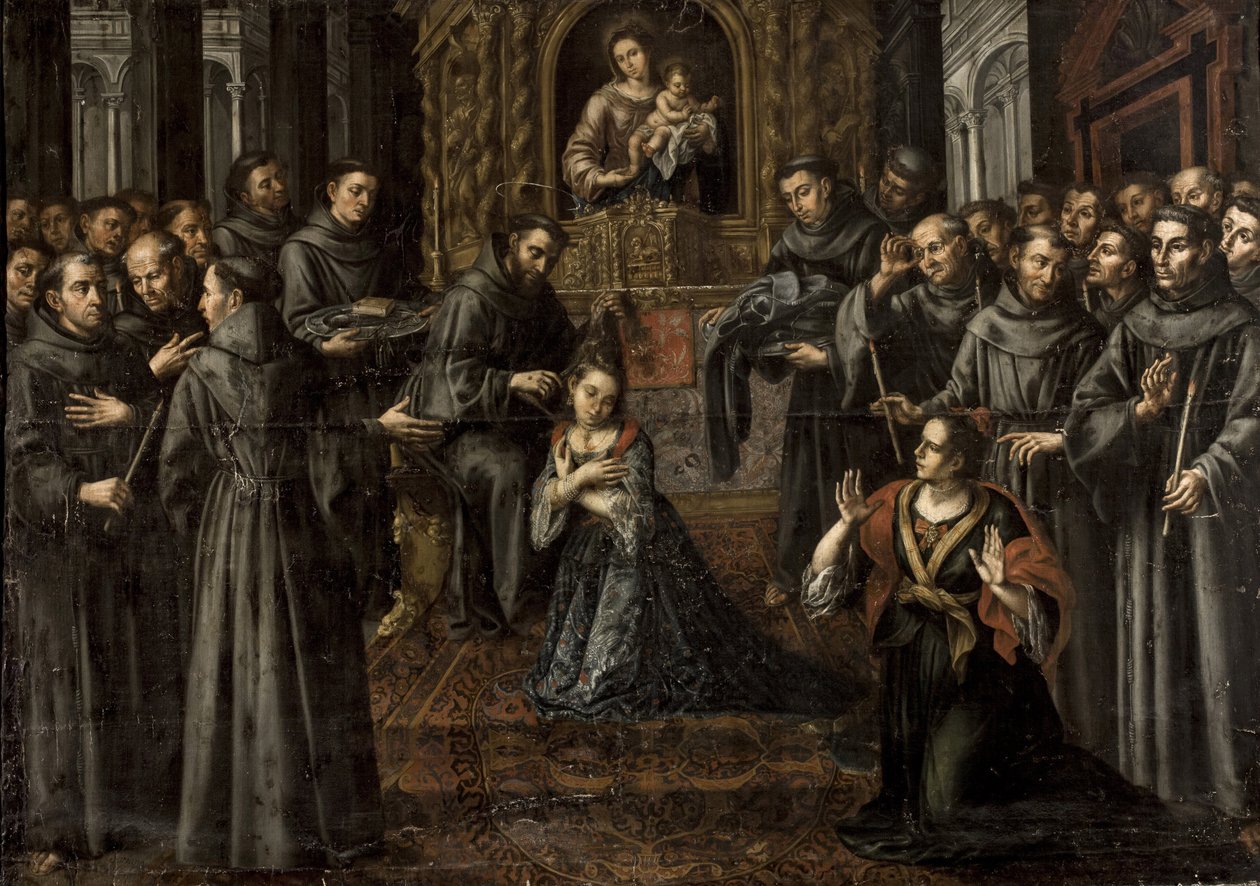 Saint Clare of Assisi (1194-1253) - Barock: The profession of Saint Clare av Ruiz Soriano, Juan (1701-1763) av Juan Ruiz Soriano