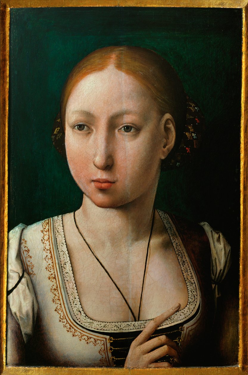 Juana den galna, hustru till Filip den sköne, dotter till Isabella av Kastilien ... av Juan de (attr. to) Flandes