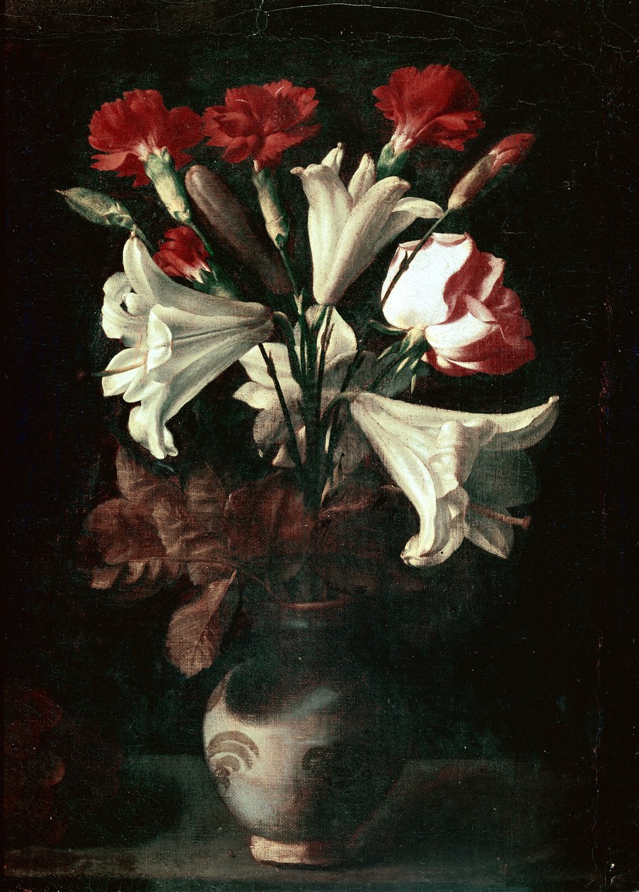 Florero (Liljor och nejlikor i en vas) av Juan de (attr. to) Zurbaran