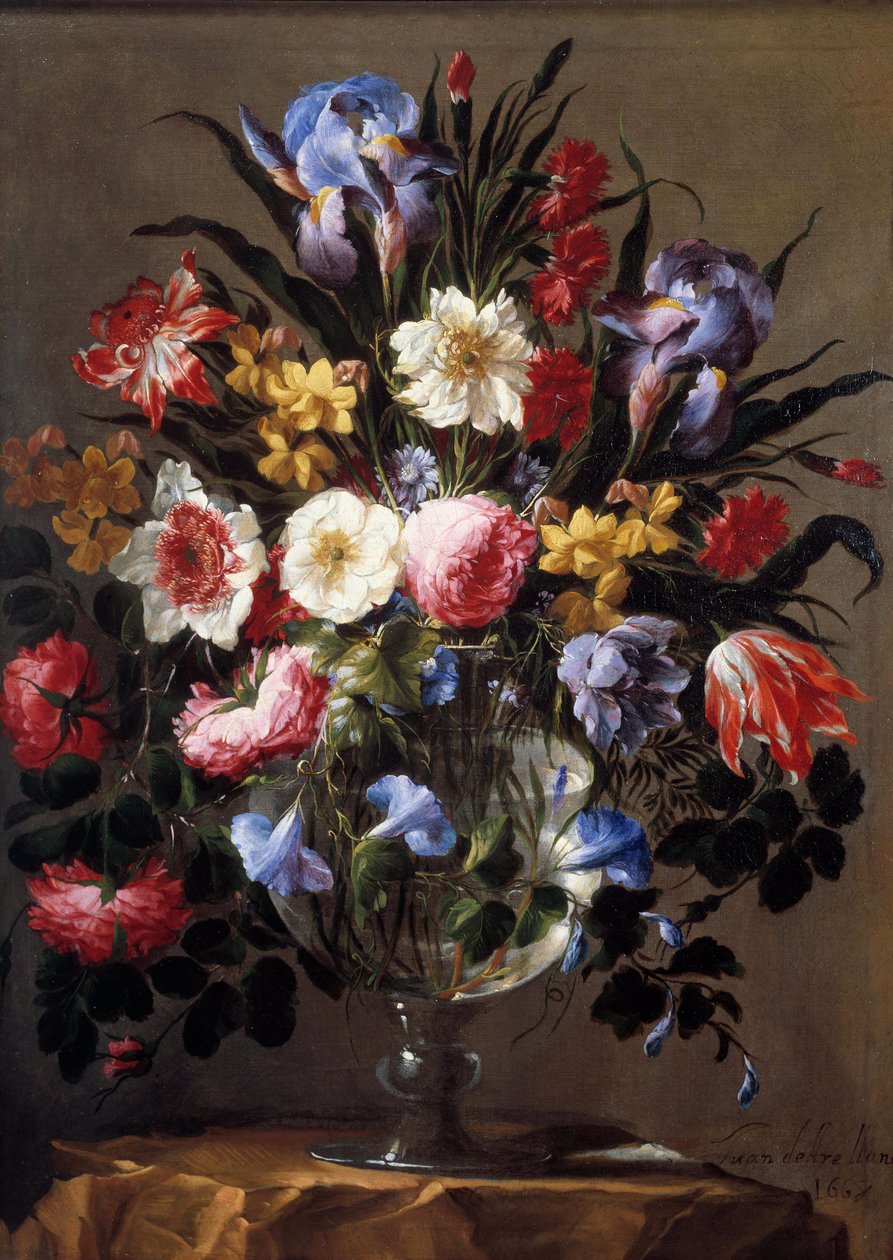 Blombukett. Målning av Juan De Arellano (1614-1676) Ec. Esp. av Juan de Arellano