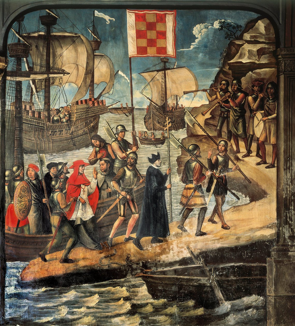 Kardinal Cisneros landar i Oran, ca. 1514 (fresk) av Juan de Borgoña