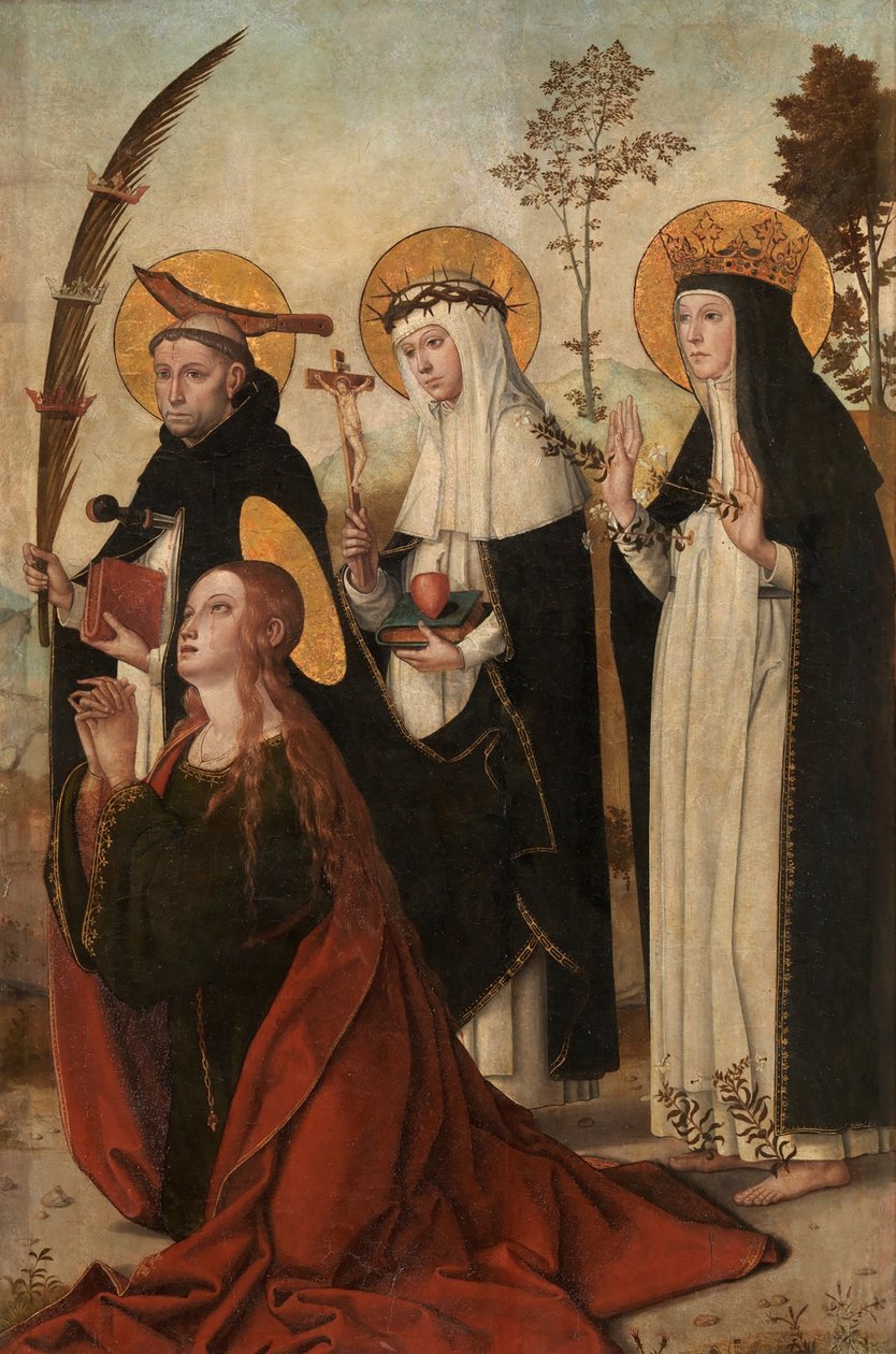 Maria Magdalena, Peter av Verona, Katarina av Siena och Margareta av Ungern av Juan de Borgoña
