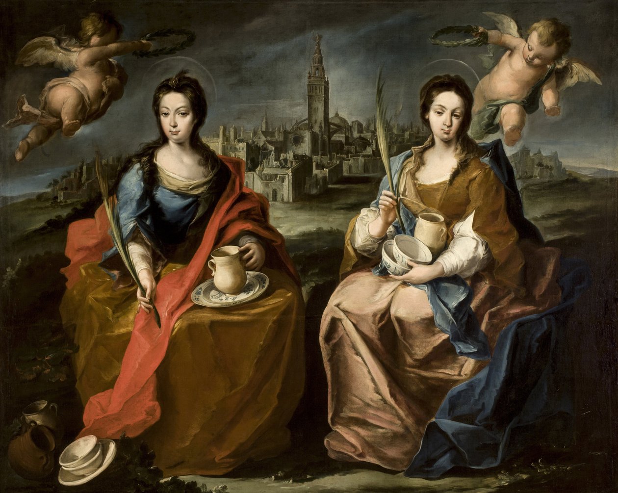Justa och Rufina - Rococo: Saints Justa och Rufina av Espinal, Juan de (1714-1783) av Juan de Espinal