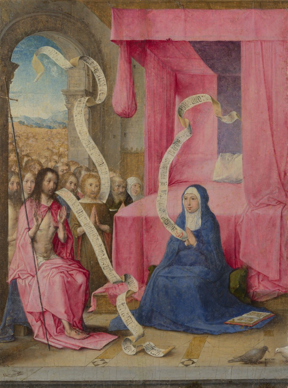 Kristus visar sig för jungfrun med de återlösta från Gamla testamentet, ca. 1500 av Juan de Flandes