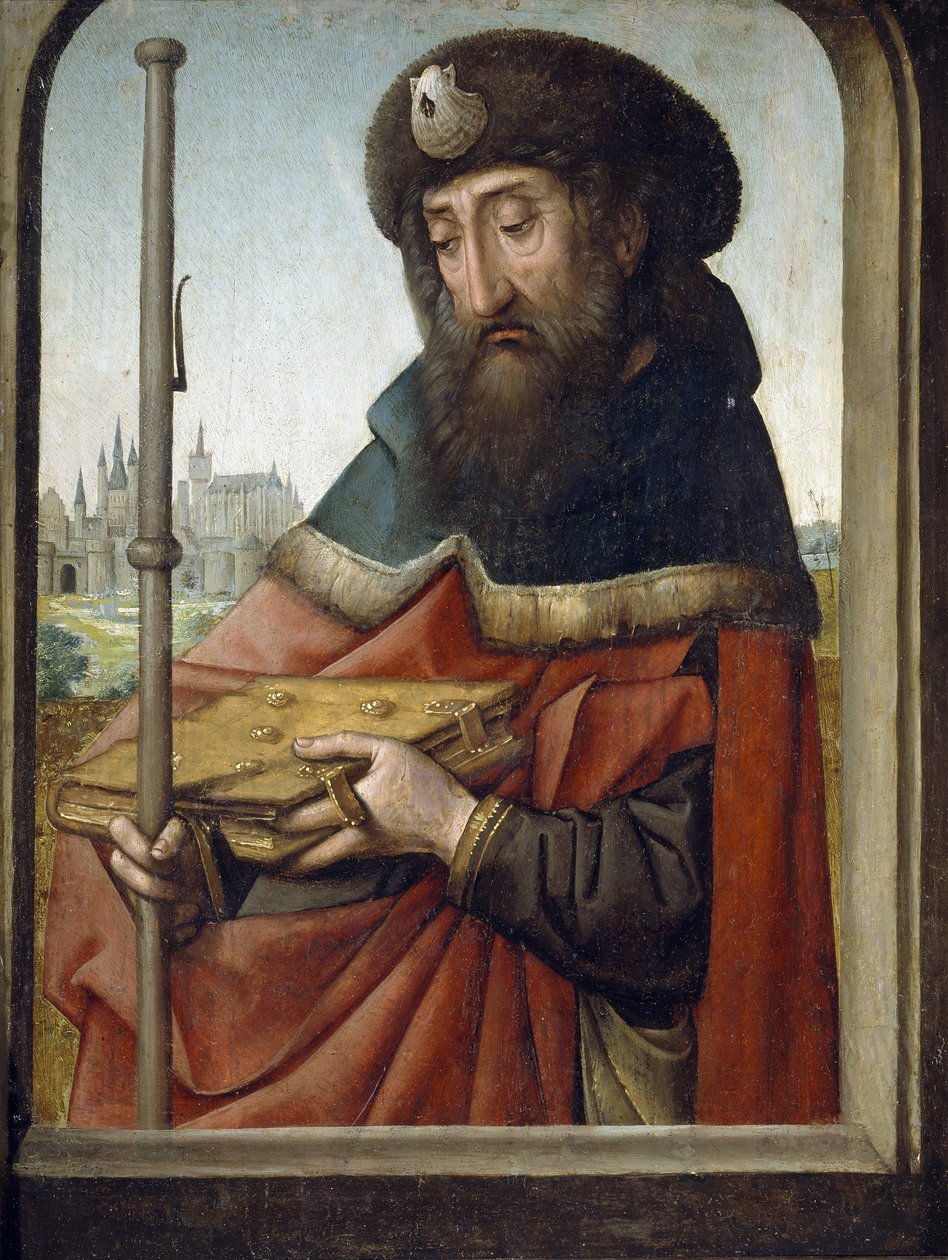 Jacques de Zebedee eller Jacques le Majeur eller helgonet Jacques - Sankt Jakob den äldre som pilgrim - Målning av Juan de Flandes (Jean de Flandres) (ca 1465-1519) - ca 1507 - Olja på trä - 49x37 cm- Museo del Prado, Madrid av Juan de Flandes