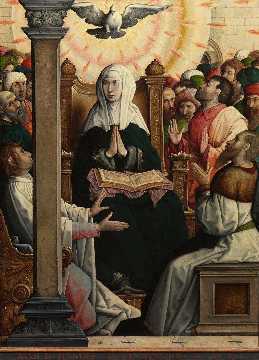 ""Pingst"" (pingst) Målning av Juan de Flandes (vers 1465-1519) 1514-1519 Dim 110x84 cm Museo del Prado, Madrid av Juan de Flandes