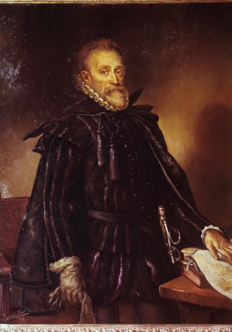 Porträtt av Miguel de Cervantes (1547-1616) den spanske författaren Miguel Cervantes de Saavedra. Målning tillskriven Juan de Jauregui (1583-1641) av Juan de Jauregui y Aguilar