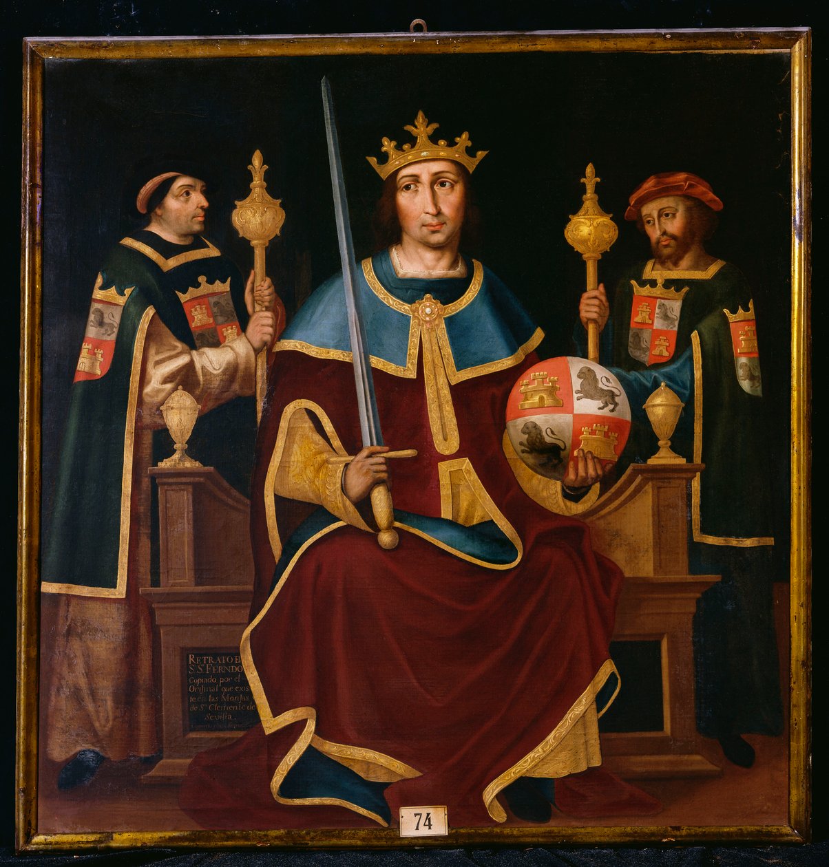 Saint Ferdinand tronade med två hovmän av Juan de Juanes