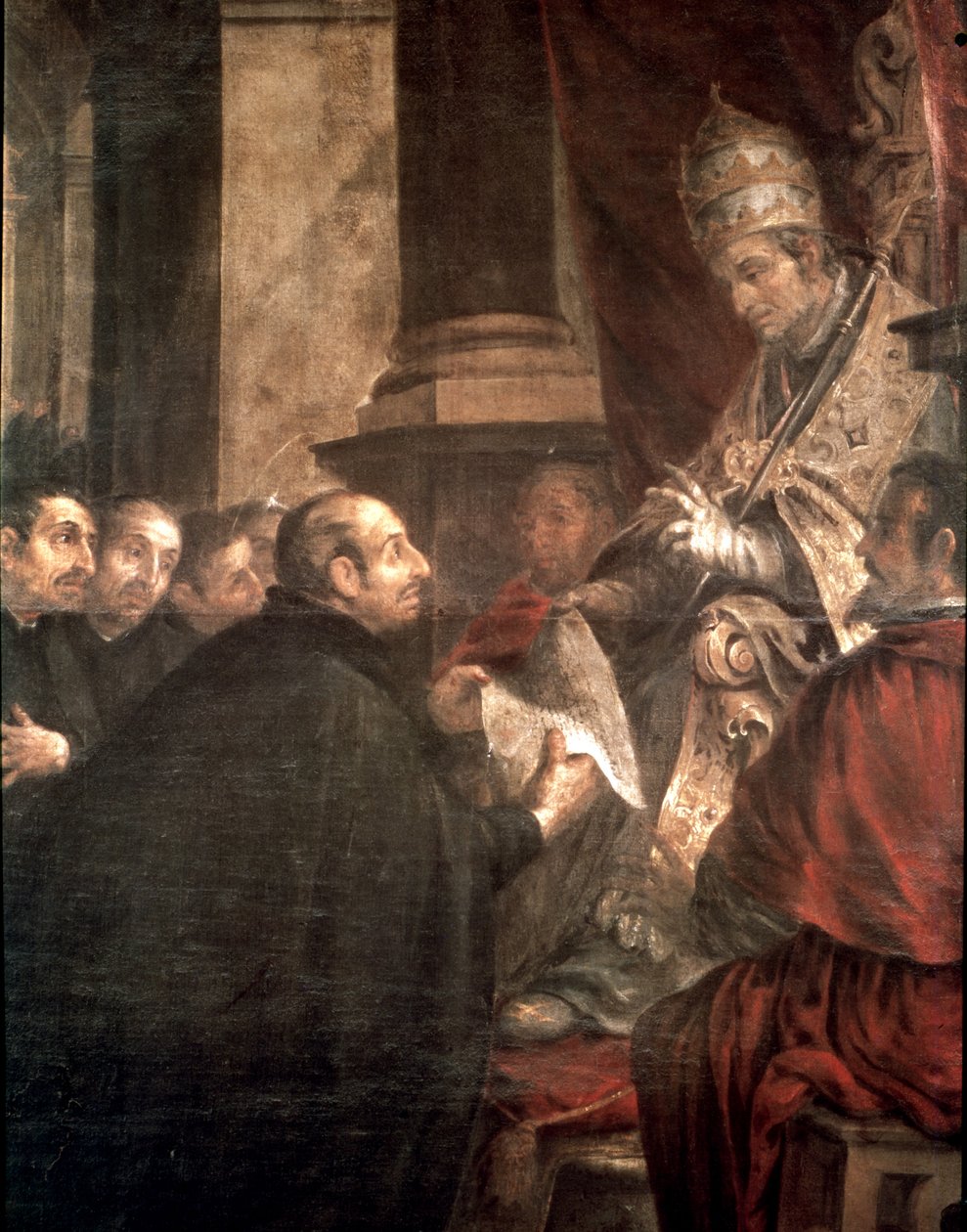 S:t Ignatius tar emot den påvliga tjuren för grundandet av Jesu sällskap (jesuiter) från påven Paulus III av Juan de Valdes Leal