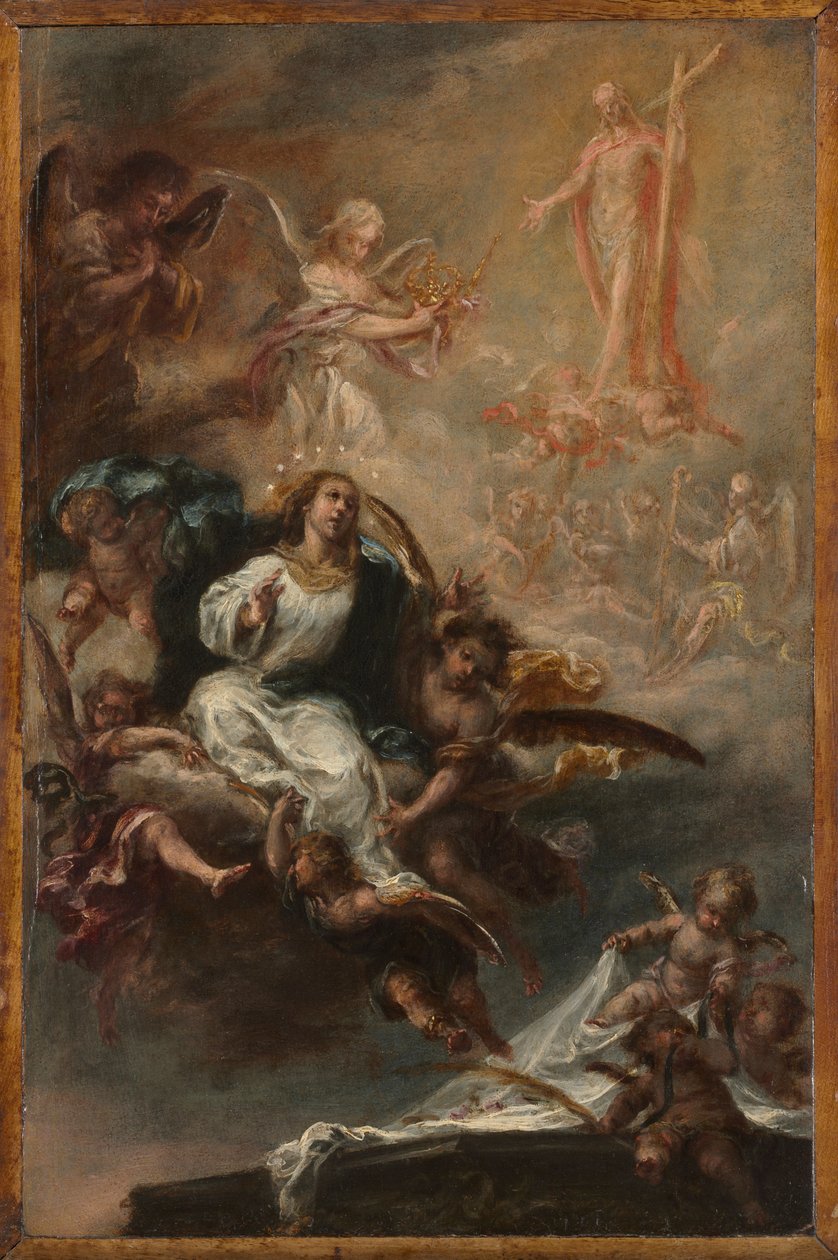 Studie till "Jungfru Marie himmelsfärd" för San Augustín, Sevilla, ca 1670-72 (olja på trä) av Juan de Valdes Leal