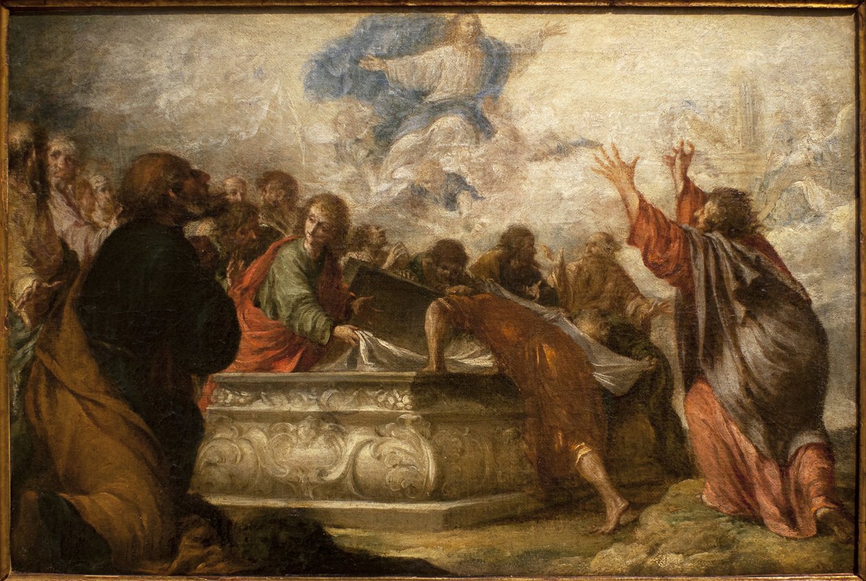 Jungfruns antagande. Målning av Juan de Valdes Leal (1622-1690), olja på duk, cirka 1680. Museum of Fine Arts i Sevilla, Spanien. av Juan de Valdes Leal