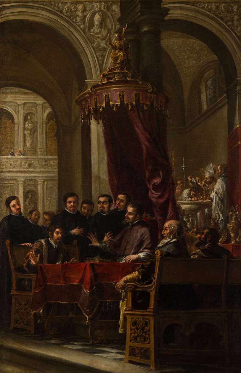 St. Augustinus omvändelse och dop av St. Ambrosius av Juan de Valdes Leal