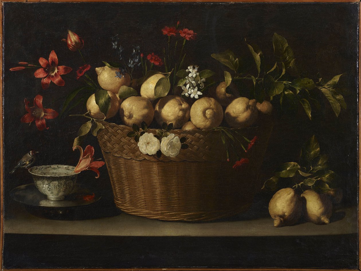 Stilleben med citroner i en flätad korg, ca 1643-1649. av Juan de Zurbaran