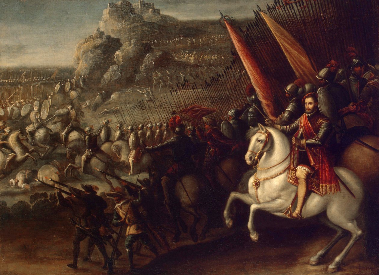 ""stridsscen"" Målning av Juan de la Corte (1597-1660) 1643 Dim 66,5x88 cm State Hermitage, Sankt Petersburg av Juan de la Corte
