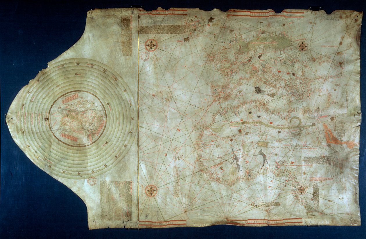 Marinkort över Juan de la Cosa (1460-1510), kartografkompanjon till navigatören Christopher Columbus (1451-1506) av Juan de la Cosa