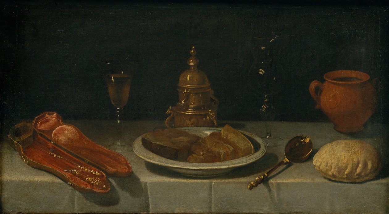 Stilleben och dukat bord av Juan van der Hamen