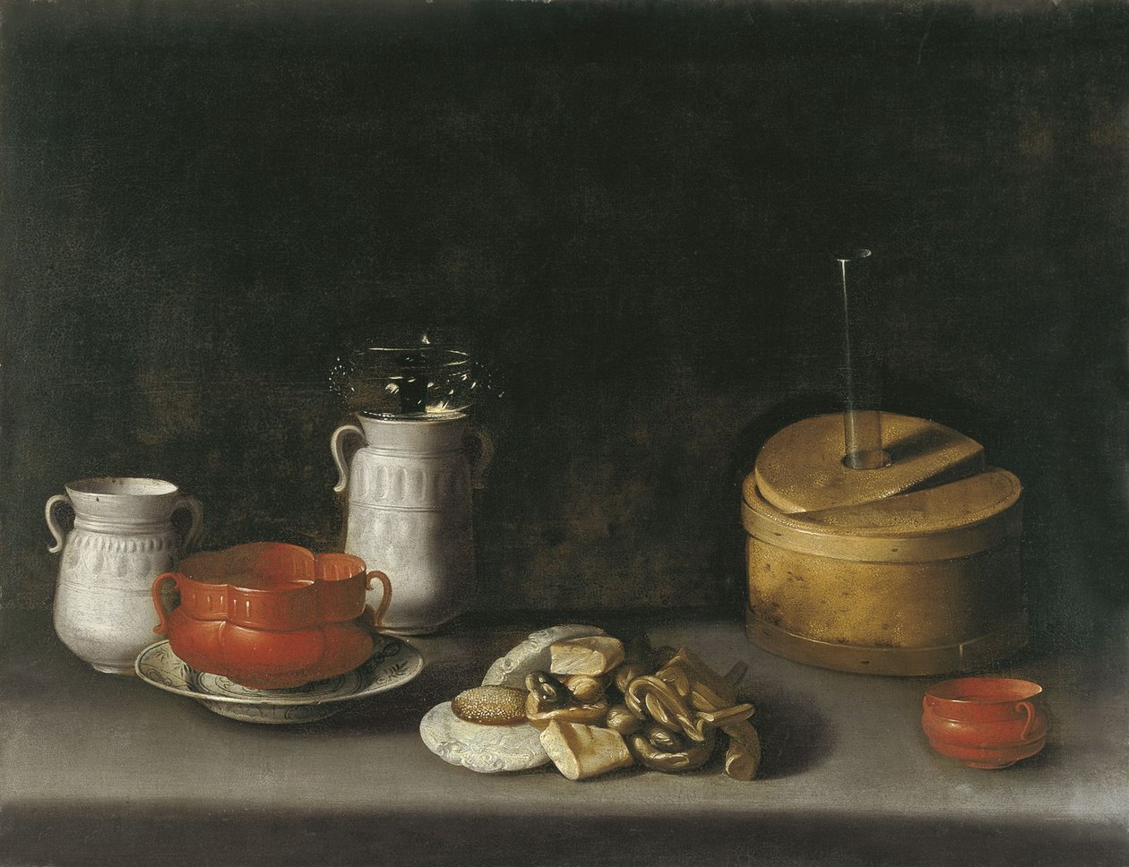 Stilleben med porslin och sötsaker av Juan van der Hamen