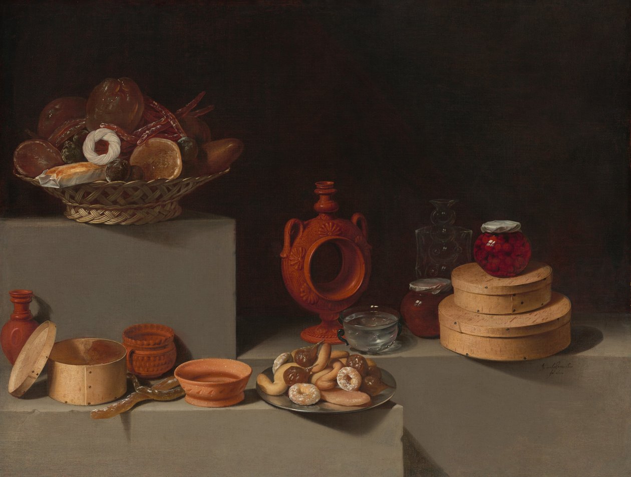 Stilleben med godis och keramik, 1627. av Juan van der Hamen y Leon