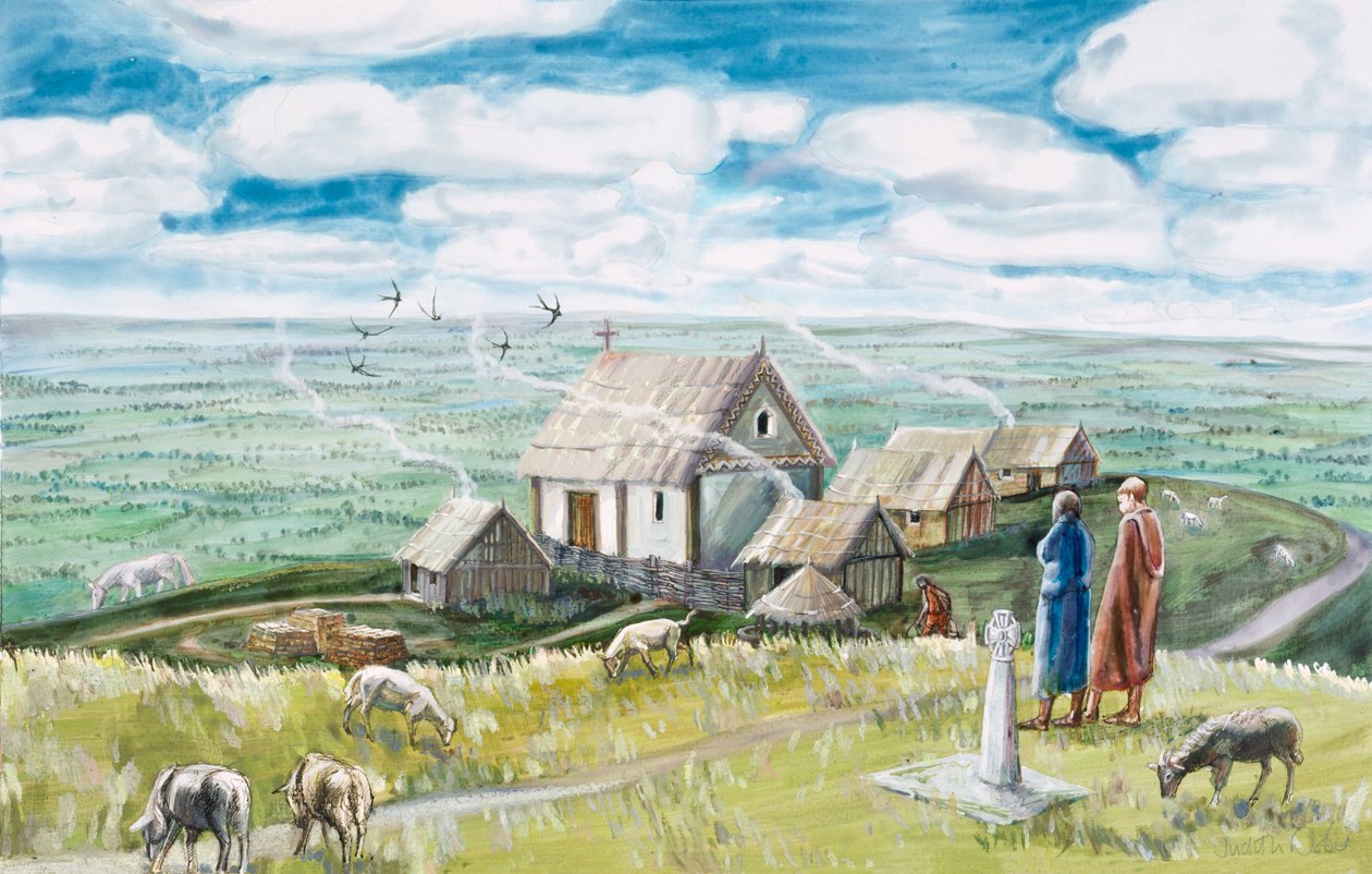Klosterbosättning, Glastonbury Tor, 1000-talet, 1990-2010 av Judith Dobie