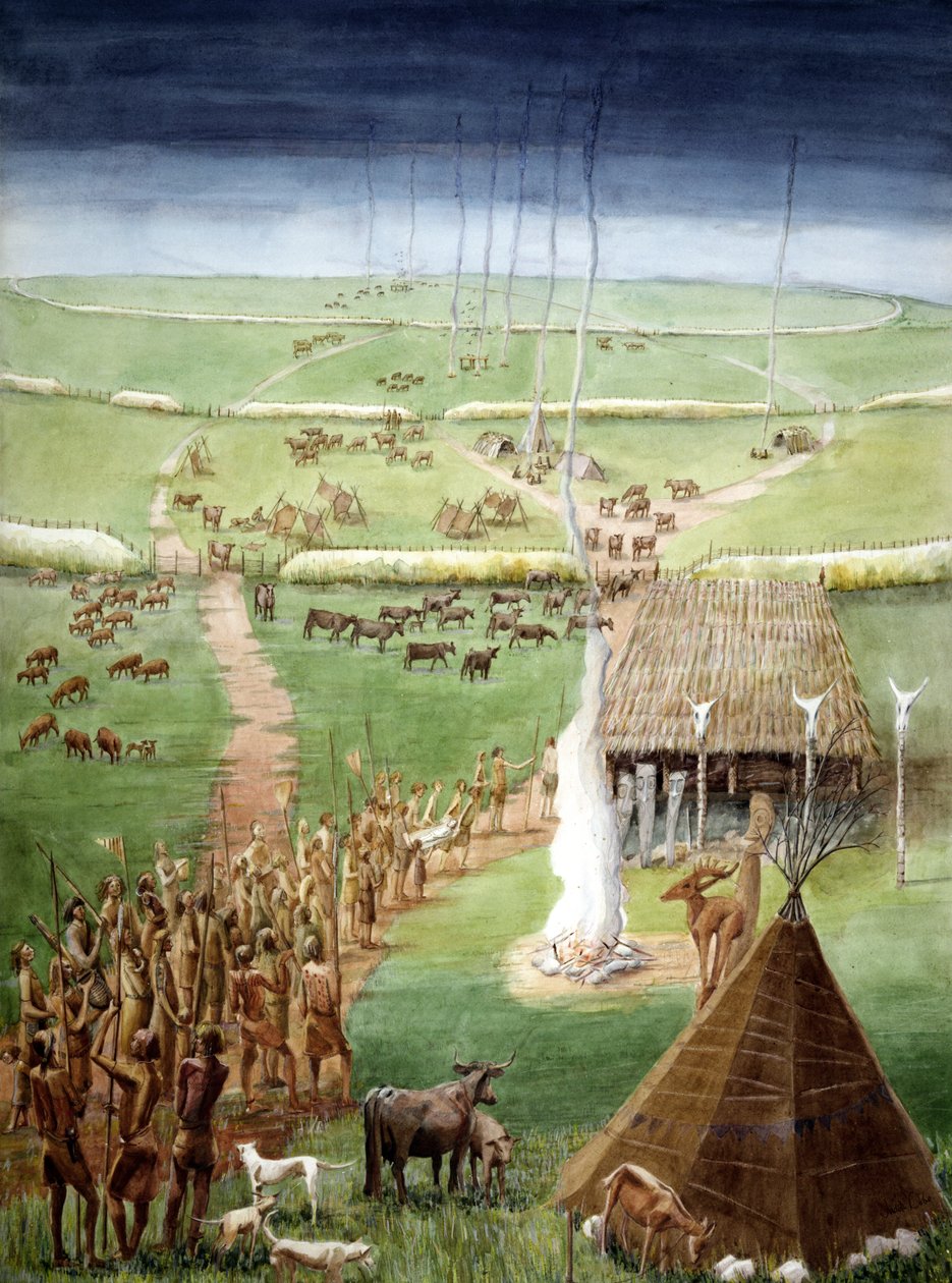 Windmill Hill, Avebury, Wiltshire (akvarell på papper) av Judith Dobie