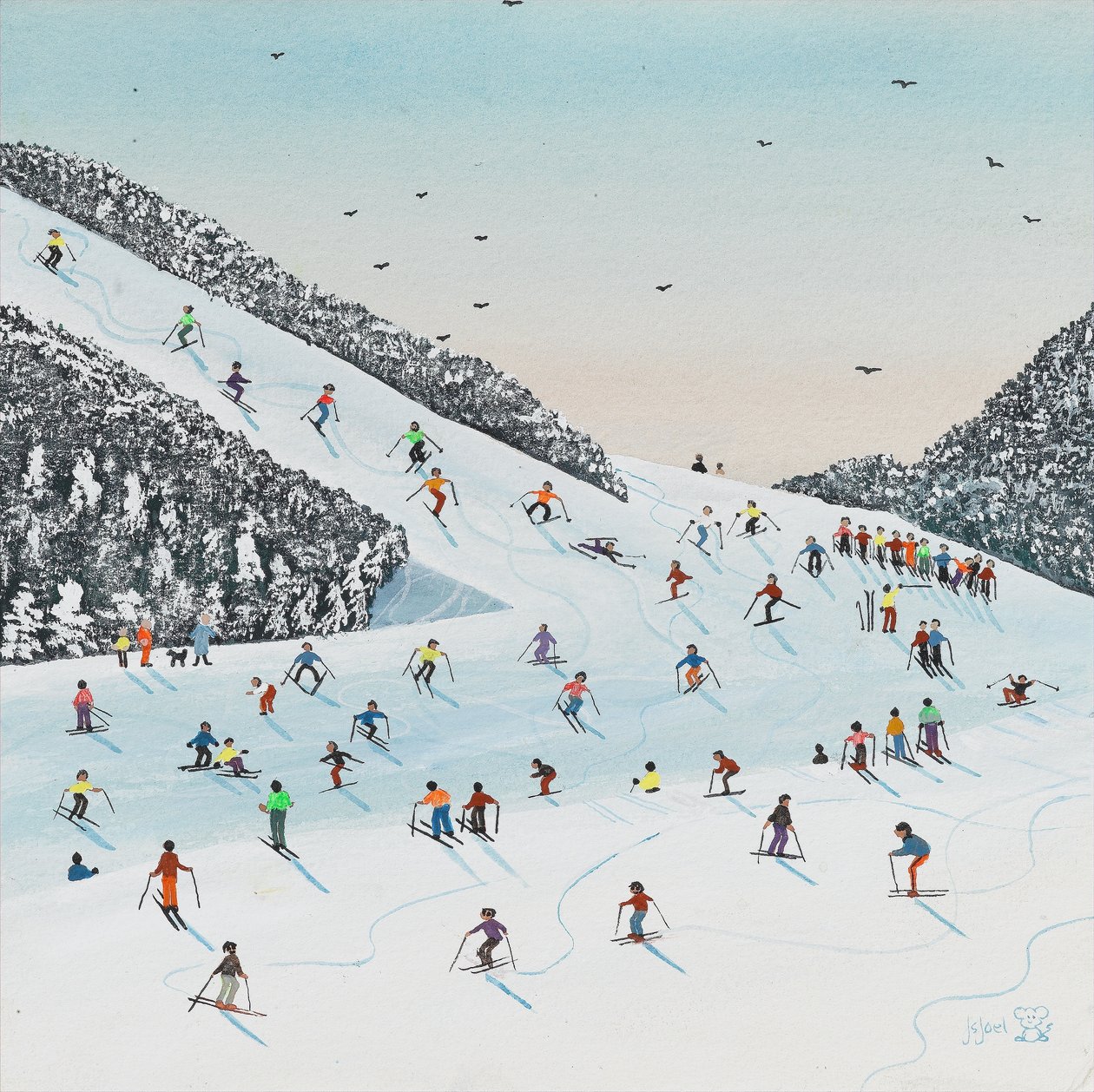 Nedförslöpning (gouache på papper) av Judy Joel