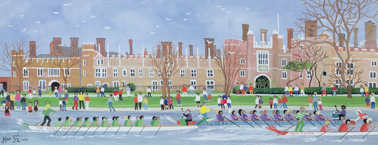 Drakbåtskappsegling på Hampton Court, 1993 av Judy Joel