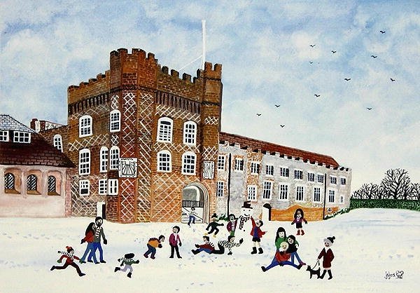 Farnham Castle, Surrey (akvarell på papper) av Judy Joel